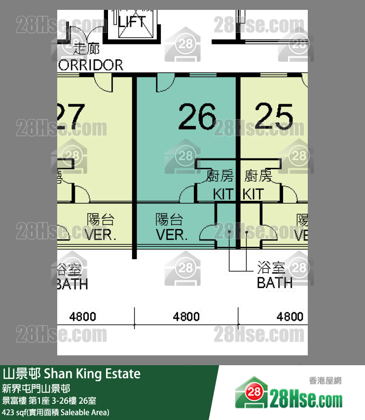 山景邨 景富樓第1座12樓 26室 平面圖