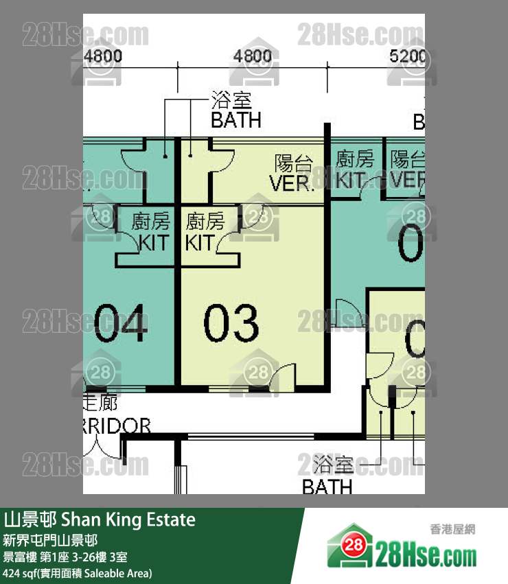 山景邨 景富樓第1座14樓 3室 平面圖