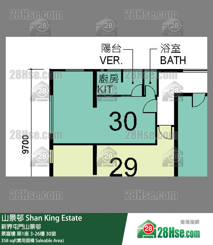 山景邨 景富樓第1座13樓 30室 平面圖