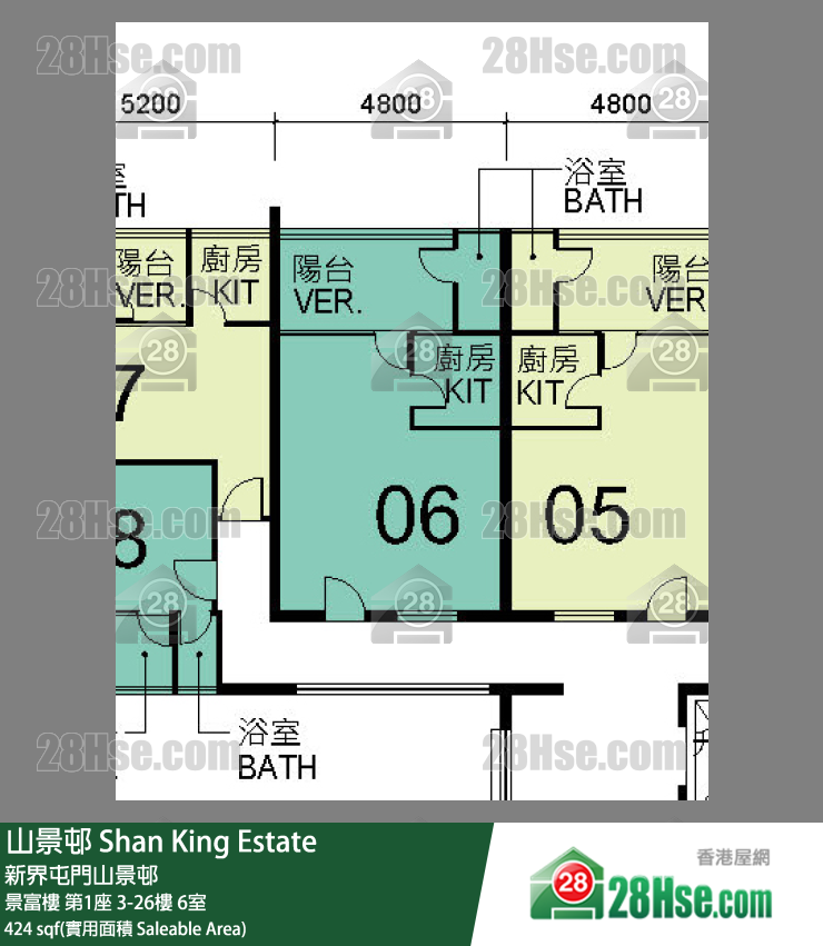 山景邨 景富樓第1座13樓 6室 平面圖