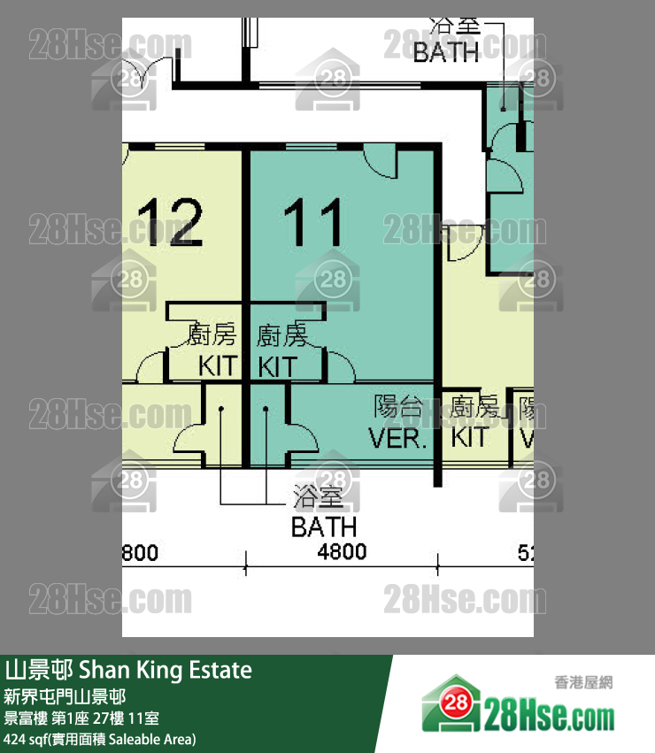 山景邨 景富樓第1座27樓 11室 平面圖