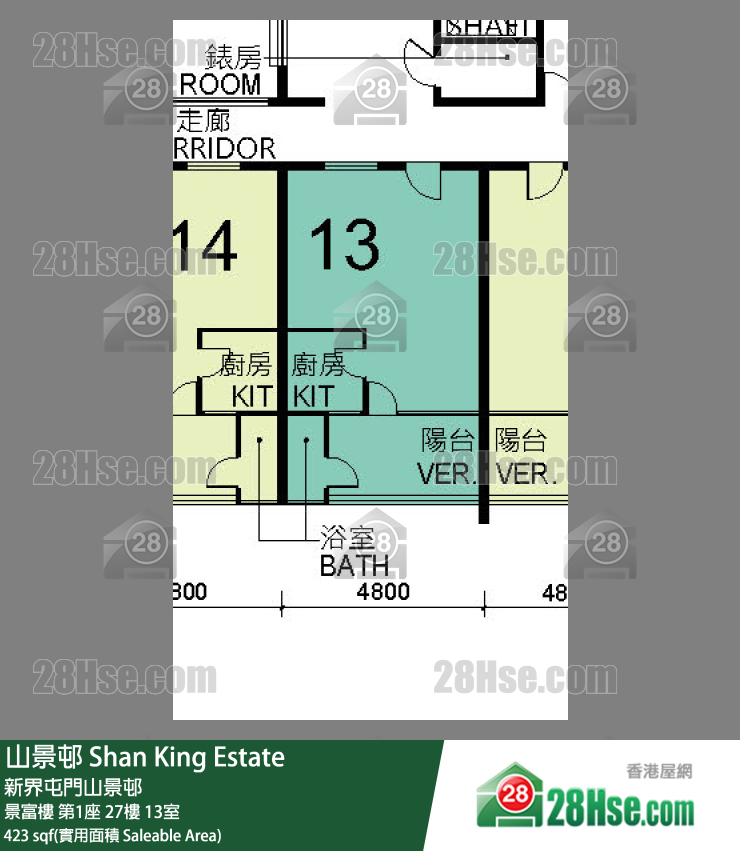 山景邨 景富樓第1座27樓 13室 平面圖