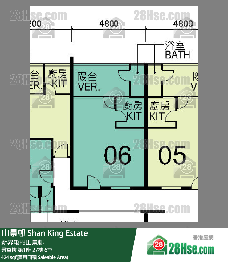 山景邨 景富樓第1座27樓 6室 平面圖
