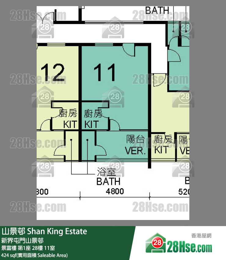 山景邨 景富樓第1座28樓 11室 平面圖