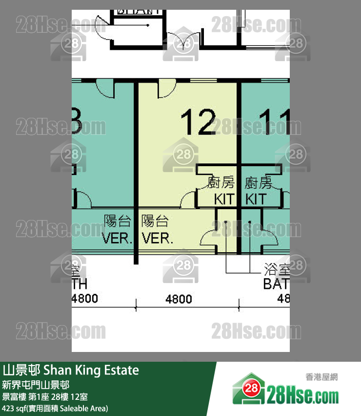 山景邨 景富樓第1座28樓 12室 平面圖