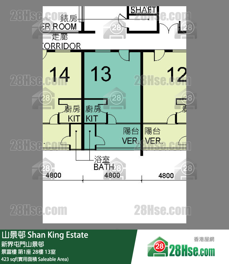 山景邨 景富樓 第1座 28樓 13室 平面圖