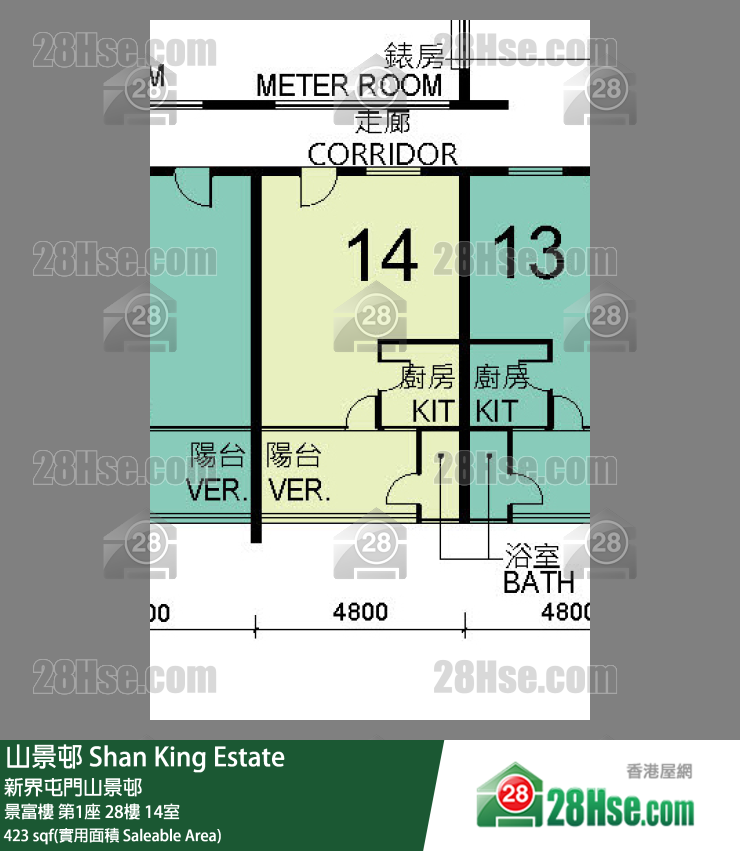 山景邨 景富樓第1座28樓 14室 平面圖