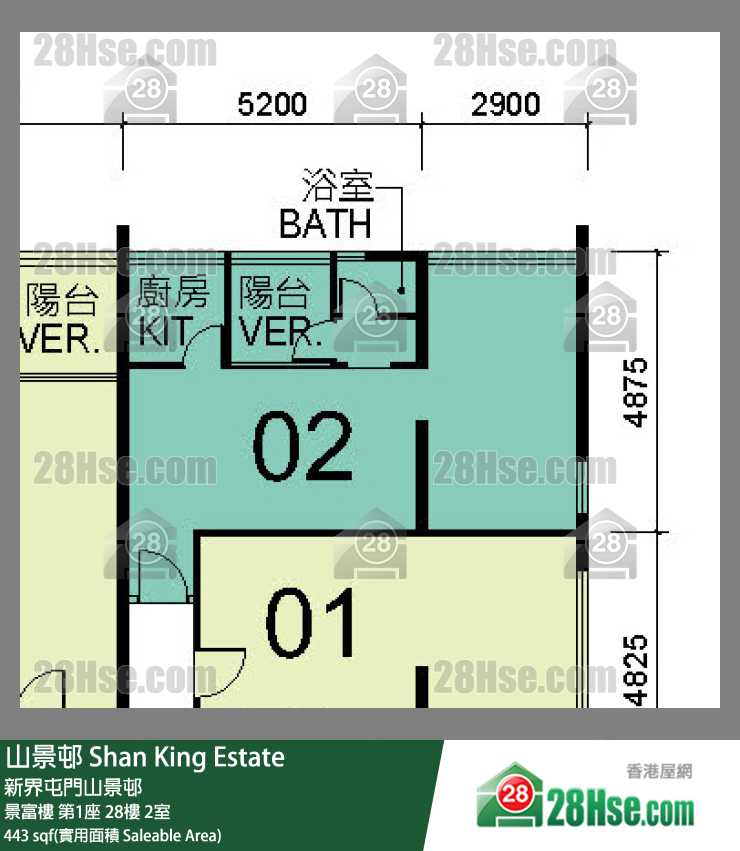 山景邨 景富樓 第1座 28樓 2室 平面圖