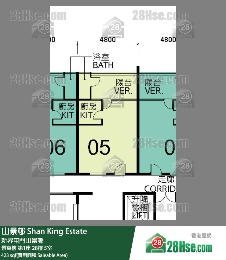 山景邨 景富樓 第1座 28樓 5室 平面圖