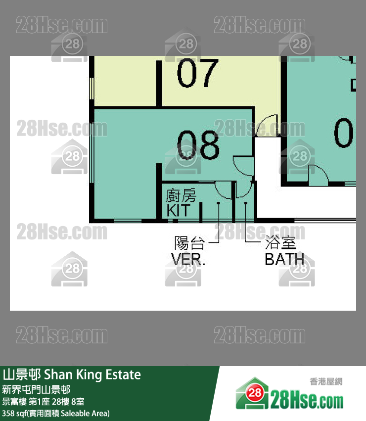 山景邨 景富樓第1座28樓 8室 平面圖
