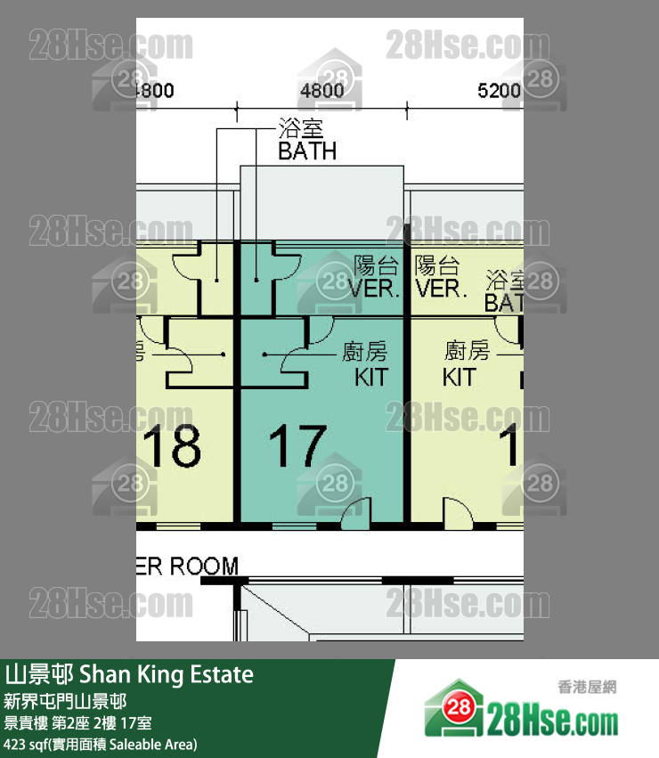 山景邨 景貴樓第2座2樓 17室 平面圖