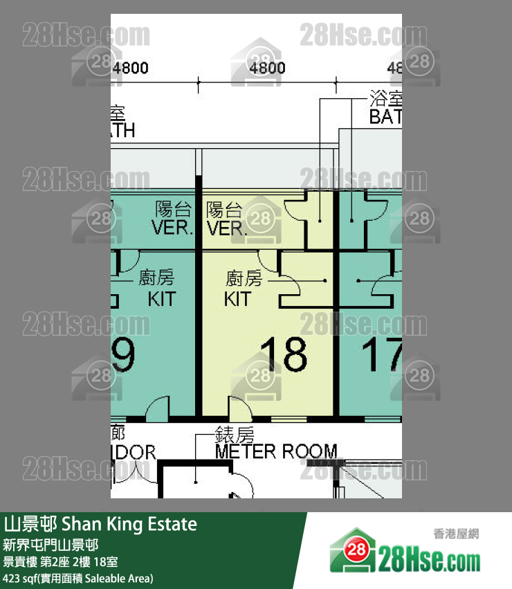 山景邨 景貴樓第2座2樓 18室 平面圖