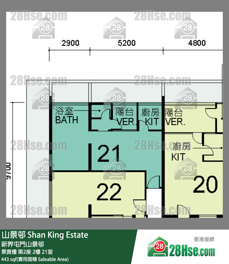 山景邨 景貴樓第2座2樓 21室 平面圖