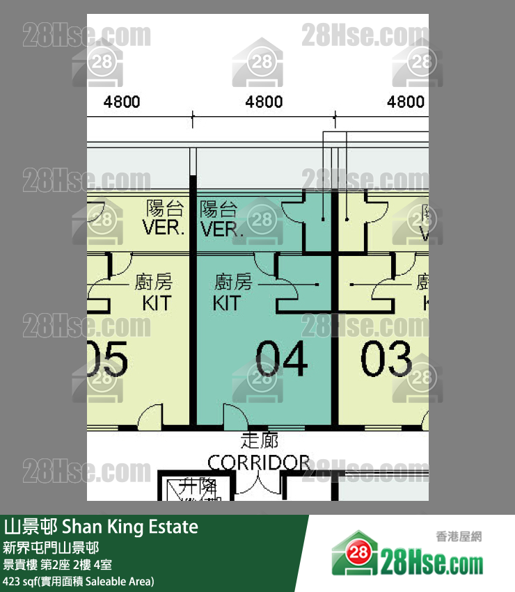 山景邨 景貴樓第2座2樓 4室 平面圖