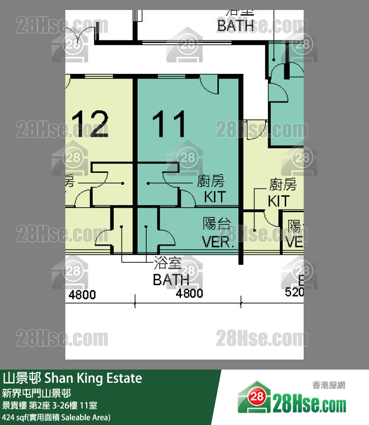 山景邨 景貴樓第2座13樓 11室 平面圖