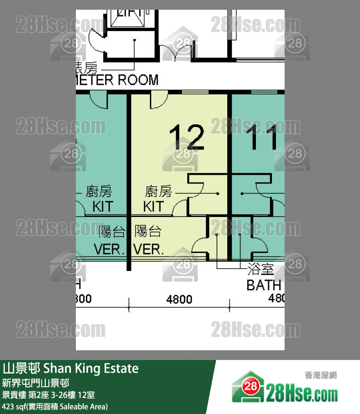山景邨 景貴樓第2座13樓 12室 平面圖