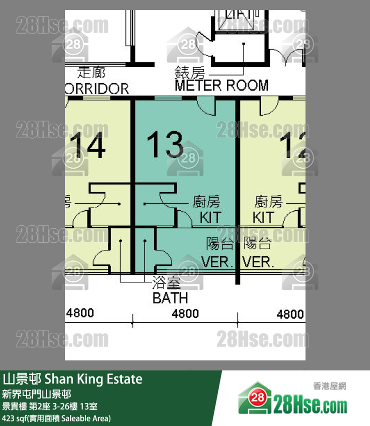 山景邨 景貴樓 第2座 22樓 13室 平面圖