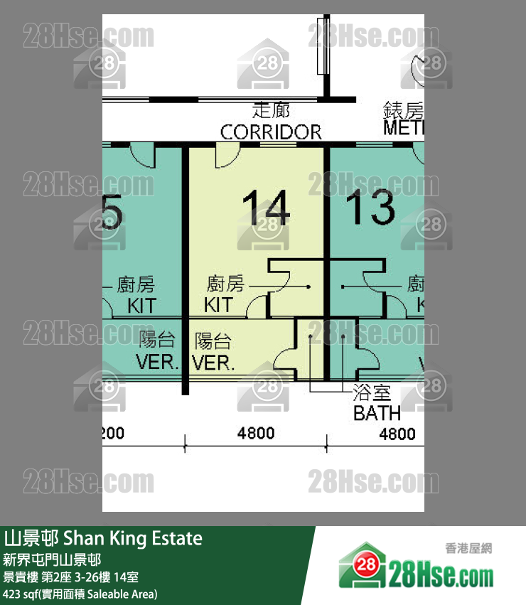 山景邨 景貴樓第2座18樓 14室 平面圖