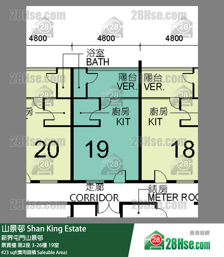 山景邨 景貴樓第2座19樓 19室 平面圖