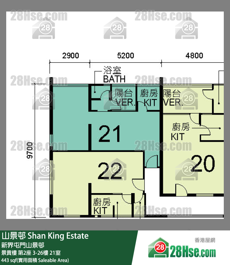 山景邨 景貴樓第2座15樓 21室 平面圖