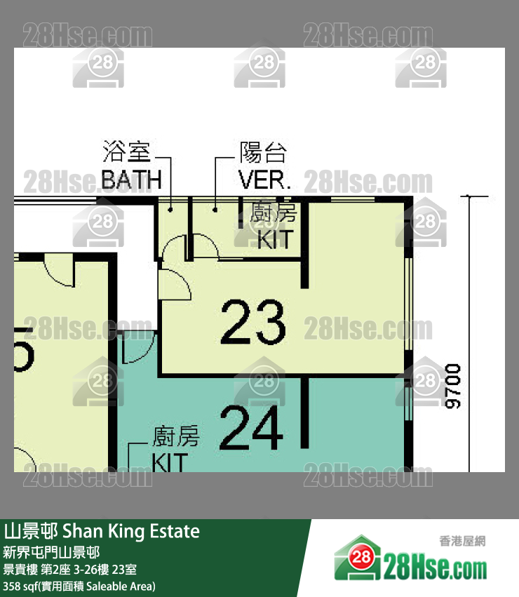 山景邨 景貴樓第2座26樓 23室 平面圖