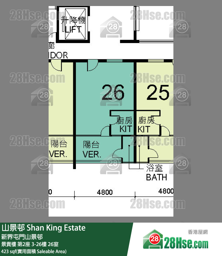 山景邨 景貴樓 第2座 22樓 26室 平面圖
