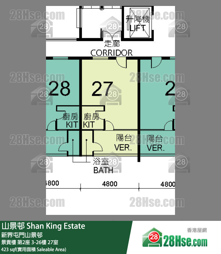 山景邨 景贵楼第2座19楼 27室 平面图