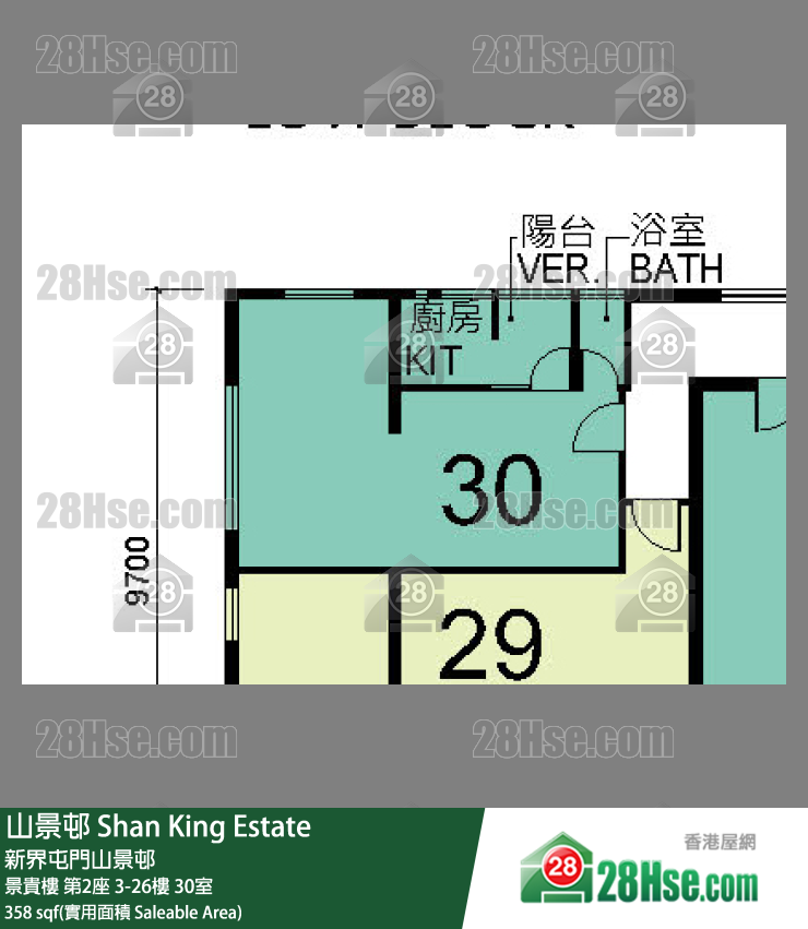 山景邨 景貴樓 第2座 8樓 30室 平面圖