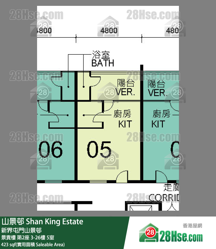 山景邨 景貴樓 第2座 22樓 5室 平面圖