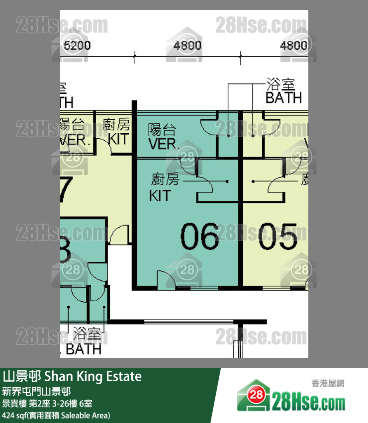 山景邨 景貴樓第2座13樓 6室 平面圖