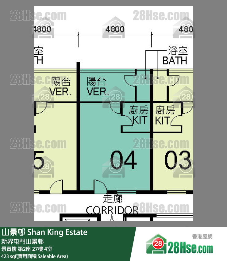 山景邨 景貴樓第2座27樓 4室 平面圖