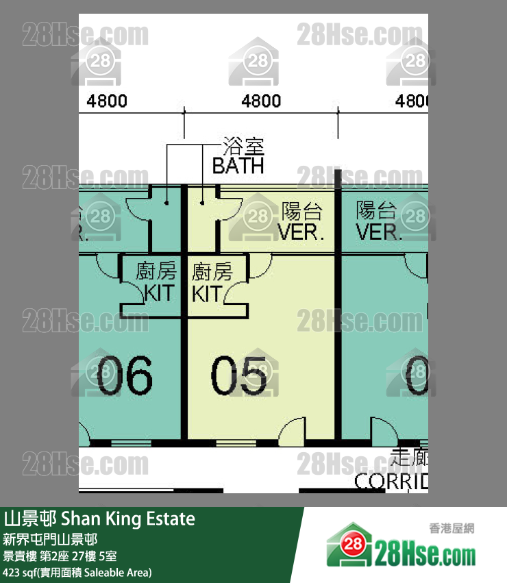 山景邨 景貴樓第2座27樓 5室 平面圖