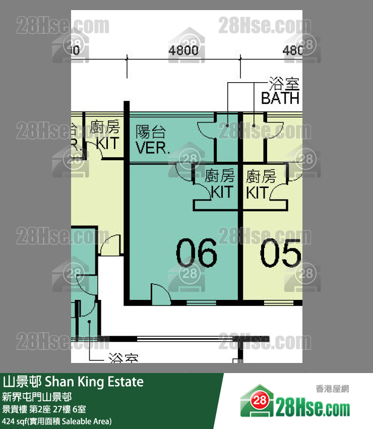 山景邨 景貴樓第2座27樓 6室 平面圖