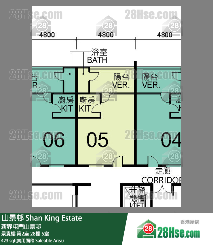 山景邨 景貴樓 第2座 28樓 5室 平面圖