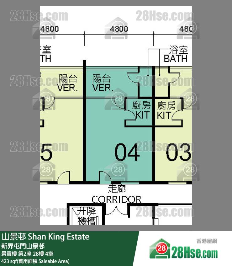 山景邨 景貴樓 第2座 28樓 4室 平面圖