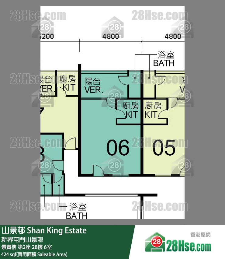 山景邨 景貴樓第2座28樓 6室 平面圖