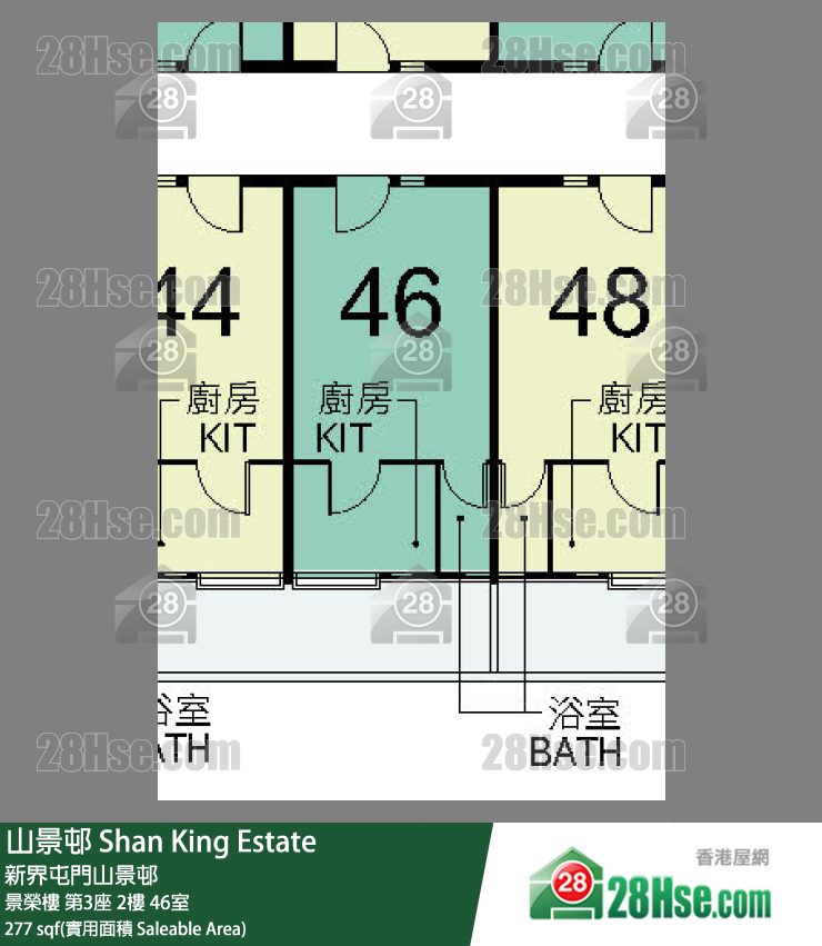 山景邨 景榮樓第3座2樓 46室 平面圖