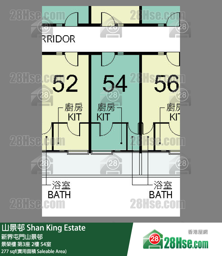 山景邨 景榮樓第3座2樓 54室 平面圖