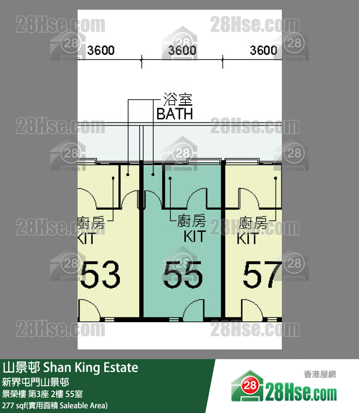 山景邨 景榮樓第3座2樓 55室 平面圖