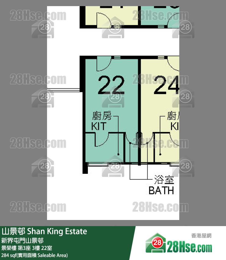山景邨 景榮樓第3座3樓 22室 平面圖