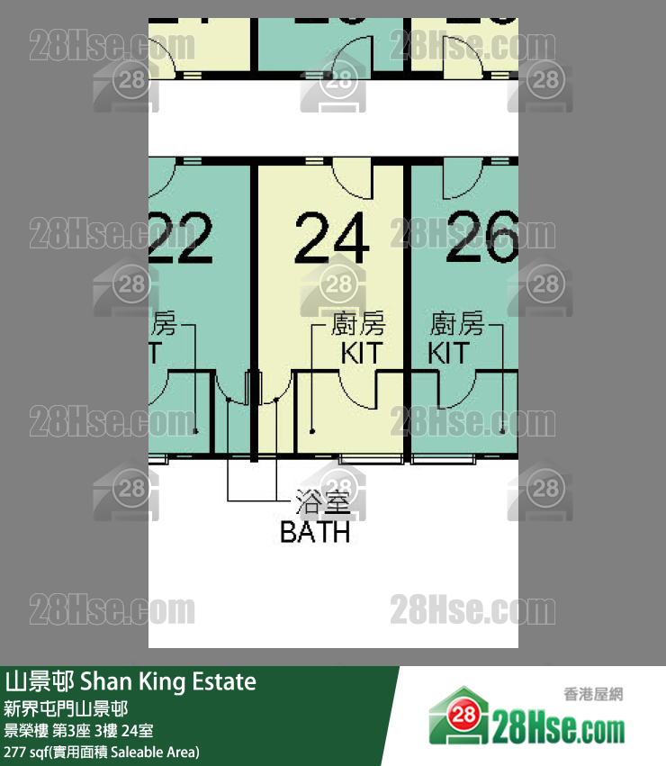 山景邨 景榮樓第3座3樓 24室 平面圖