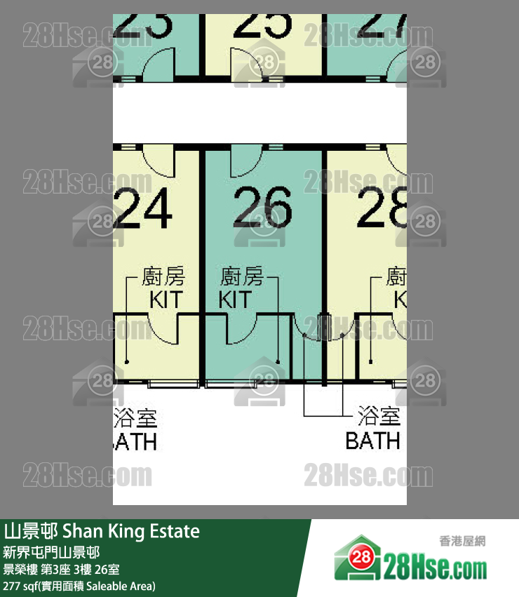 山景邨 景榮樓第3座3樓 26室 平面圖