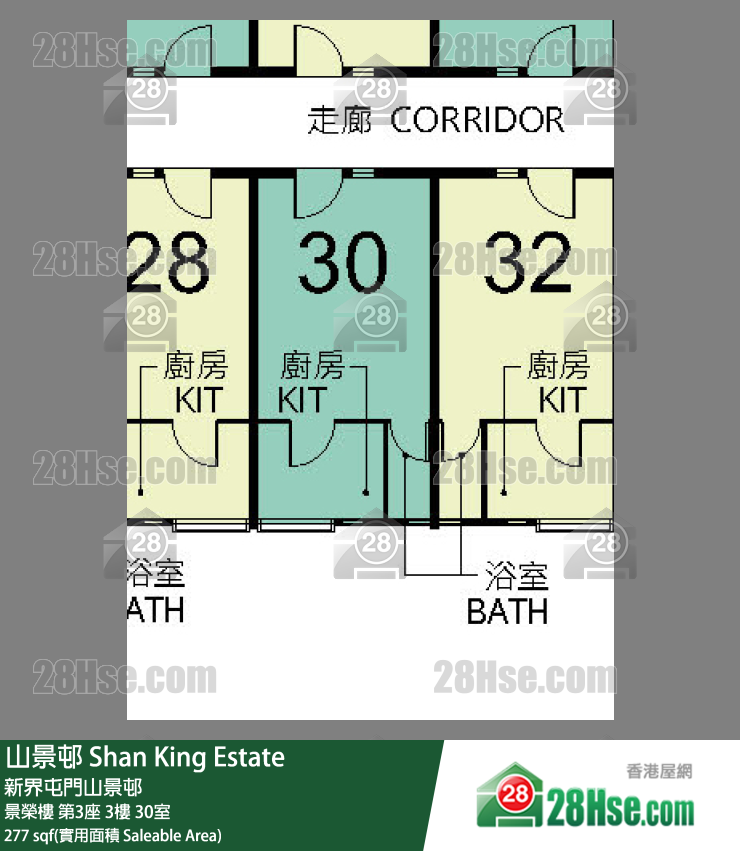 山景邨 景榮樓第3座3樓 30室 平面圖