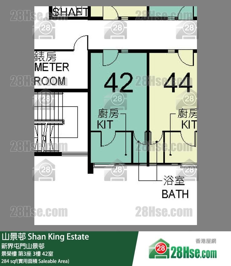 山景邨 景榮樓第3座3樓 42室 平面圖