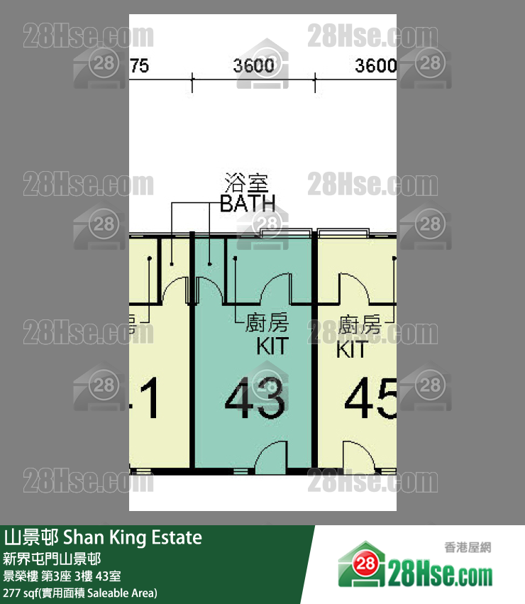 山景邨 景榮樓第3座3樓 43室 平面圖