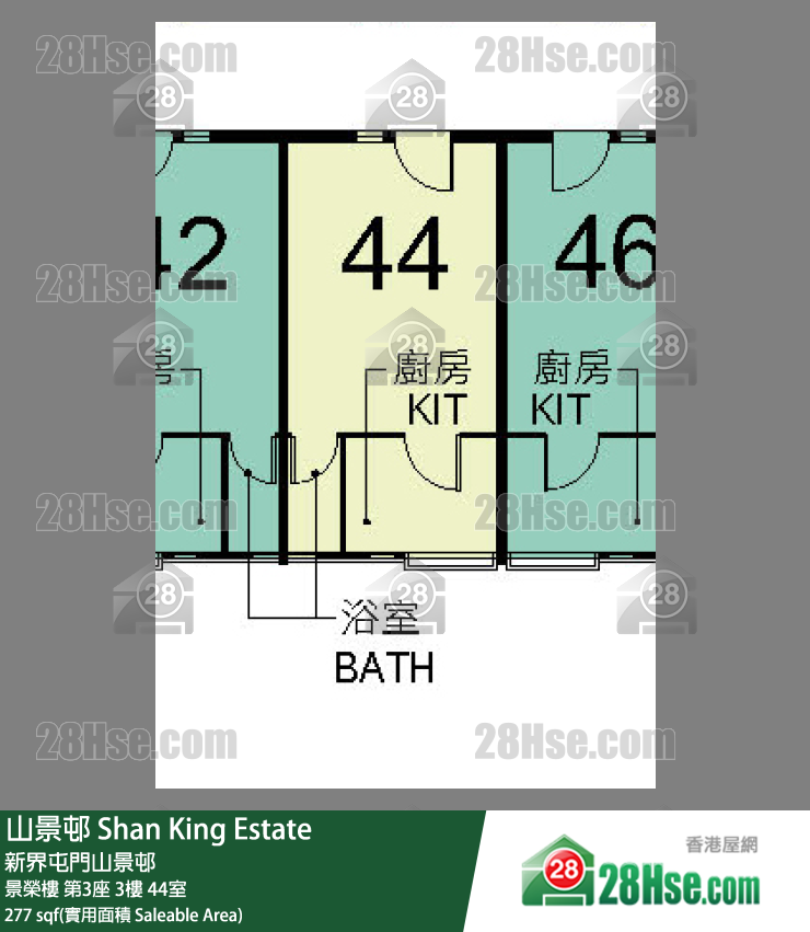 山景邨 景榮樓第3座3樓 44室 平面圖