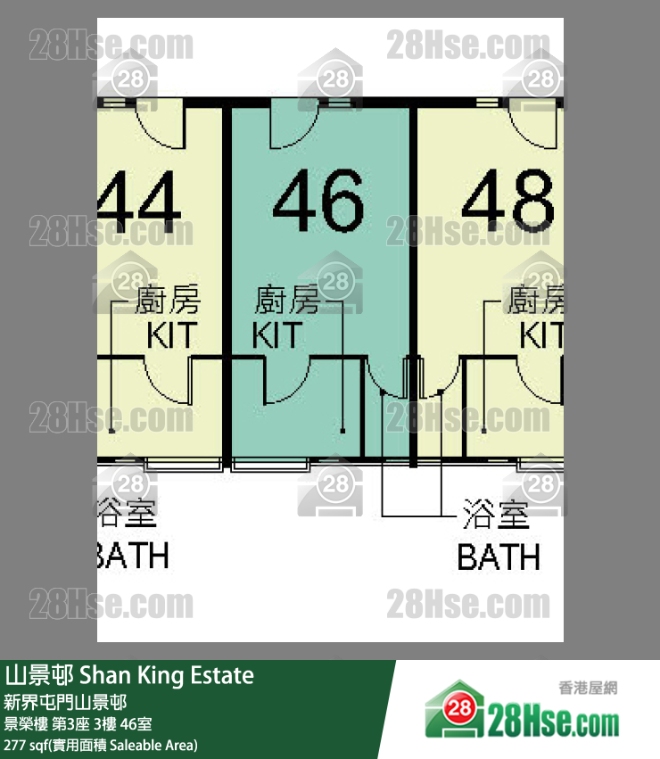 山景邨 景榮樓第3座3樓 46室 平面圖
