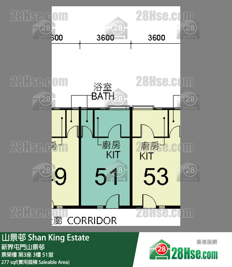 山景邨 景榮樓第3座3樓 51室 平面圖