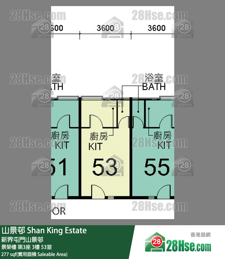 山景邨 景榮樓 第3座 3樓 53室 平面圖