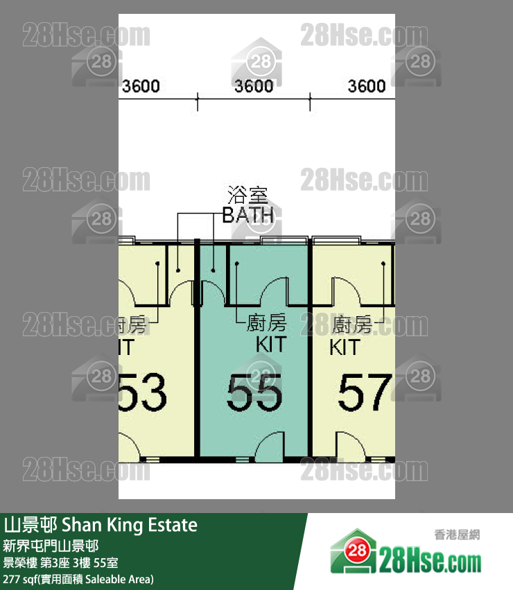 山景邨 景榮樓第3座3樓 55室 平面圖